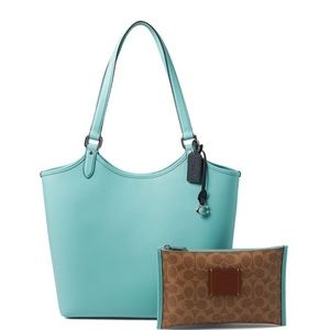 Coach Day Tote Faded Blue with Silver Hardware